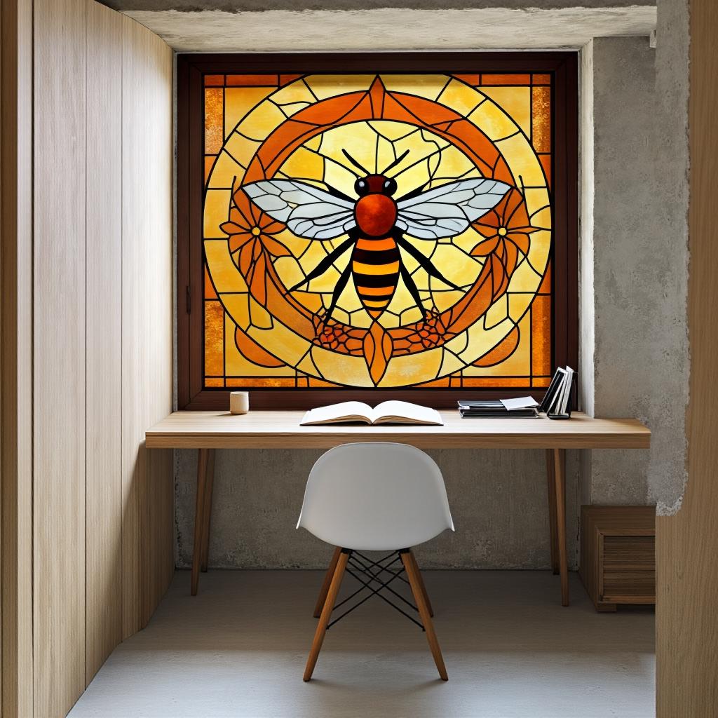 Custom Size Bee Stained Glass Window Film Window Privacy Film Frosted ...