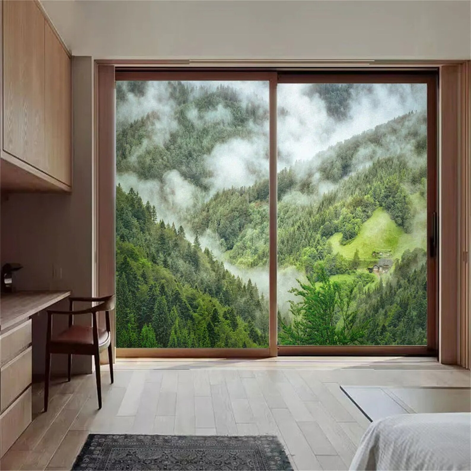 Custom Size Fog Forest Pattern Privacy Window Film Frosted Sliding Door ...