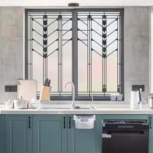 Custom size Decorative Window Film for Privacy Frosted Static Cling Stained-Glass Decal for Office Glass Door