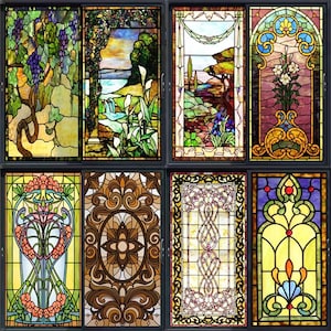 Window Film Frosted Stained Glass Films Customized Privacy Static Cling Church Vintage Sticker