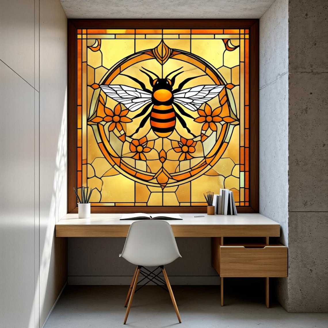 Custom Size Bee Stained Glass Window Film Window Privacy Film Frosted ...