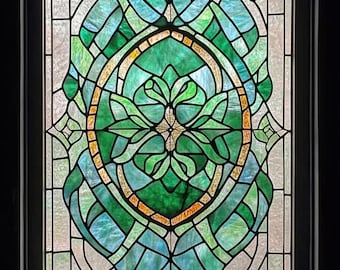 Custom Size Leaf and Floral Stained Glass Window Cling Privacy Window Film for Glass Office and Home No Residue Non-Adhesive