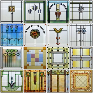 Custom Size Stained Glass Window Film Frosted Privacy Static Cling Retro Prairie Matte Stickers Shower Kitchen Office Home Decor