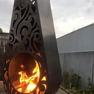 Stunning Steel Outdoor Fireplace | Fire Pit Wood Rack for Indoor & Outdoor | Made in Canada - Model #WBFP664E