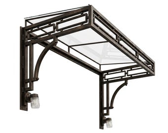 Decorative Steel & Polycarbonate Outdoor Awning with Integrated Lighting – Modern Wall‑Mounted Door Canopy - Made in Canada - Model # WA893E