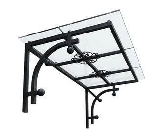 Decorative Steel & Polycarbonate Outdoor Awning – Curved Bracket Luxury Door Canopy Made in Canada - Model # WA899E