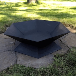 Solid Steel Hexagonal Shape Wood Fire Pit | Custom Fabricated Outdoor Fire Pit Bowl | Made in Canada – Model # WBFP636E