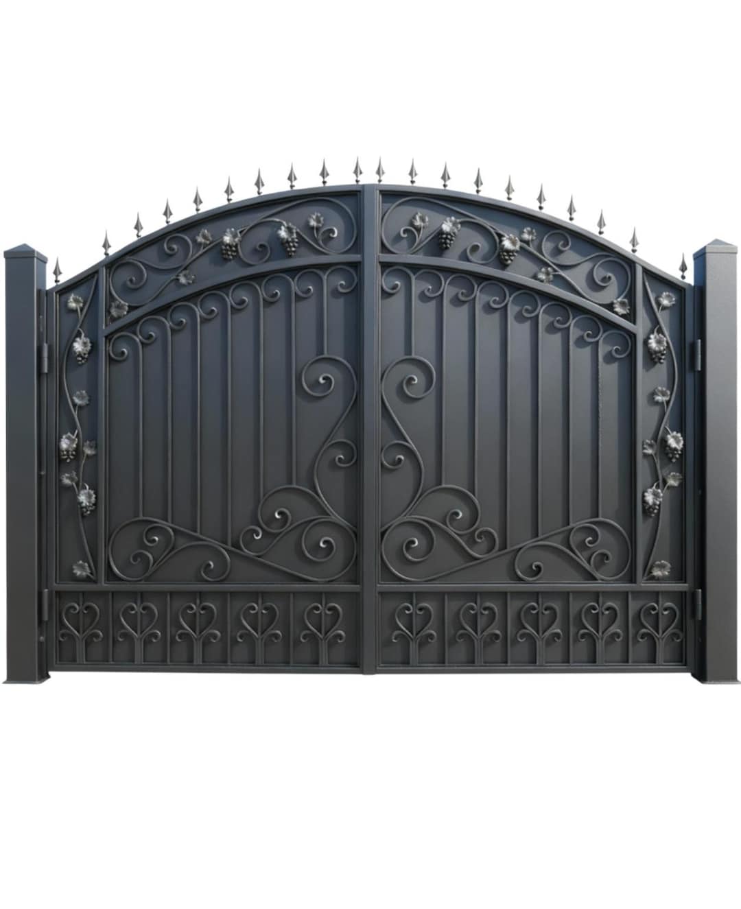Vine Heart Sonata – Wrought Iron Gate With Grapevine Scrolls