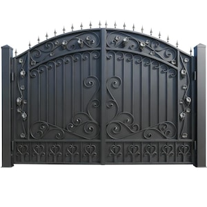 Vine heart Sonata – Wrought Iron Gate with Grapevine Scrolls & Heart Motifs Model # 064E