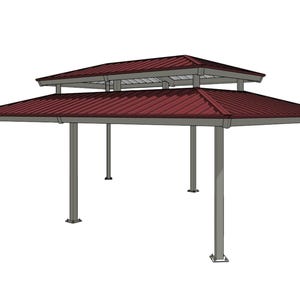 Rectangular Hipped 2-Tiers Steel Structure Park Gazebo Model # GAZR2TE