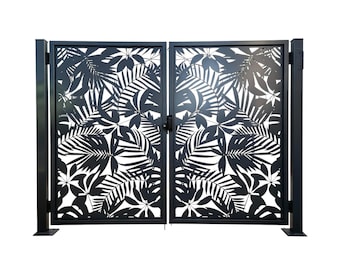 Tropiflora Passage – Ornamental Metal Man Door With Tropical Leaf