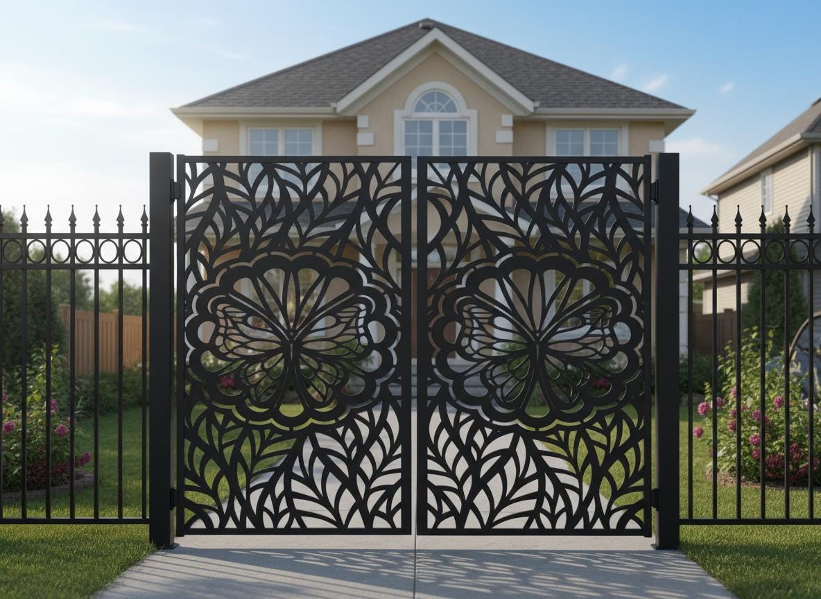 Floraflight Passage – Decorative Double-panel Metal Man Door With