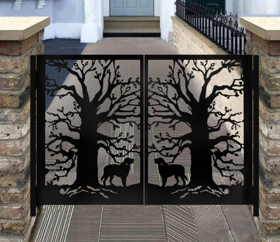 Fabulous Endearing Dog Design Metal Pool Gate Modern Visual Art Laser Cut Metal Garden Gate Made in Canada Model 300E Etsy