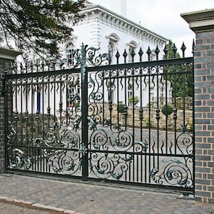 Classic French Design Entry Gate – Dual Swing Driveway Gate |  | Made in Canada – Model # 068E