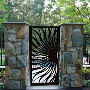 3D Laser Cut Sun Design Metal Back Yard Gate | Custom Design Metal Back Yard Gate | Made in Canada– Model # 321E