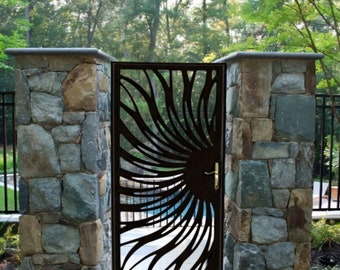 3D Laser Cut Sun Design Metal Back Yard Gate | Custom Design Metal Back Yard Gate | Made in Canada– Model # 321E