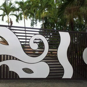 Abstract Laser Cut Driveway Gate| Custom Fabricated Metal Entrance Gate ...
