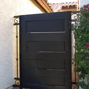 Rectangular Design Solid Metal Garden Gate | Custom Fabrication Iron Pool Gate | Made in Canada – Model # 345E