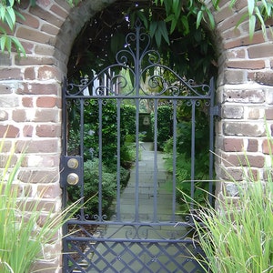Beautiful Spiral Vintage Iron Fence Garden Gate | Custom Fabrication Metal Garden Gate | Made in Canada – Model # 257E