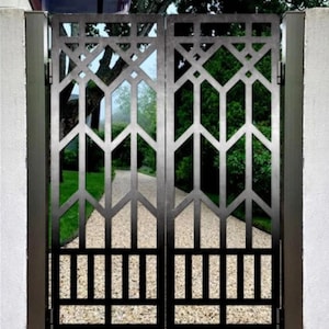 Stunning Laser Cut Artistic Arrow Design Metal Yard Side Gate | Custom Fabrication Metal Garden Gate | Made in Canada – Model # 794E
