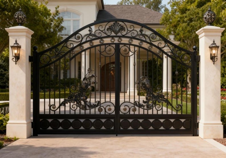 Unique Drive Gate Unique Solid Lines Design Driveway Gate | Custom Metal Entrance Gate ...