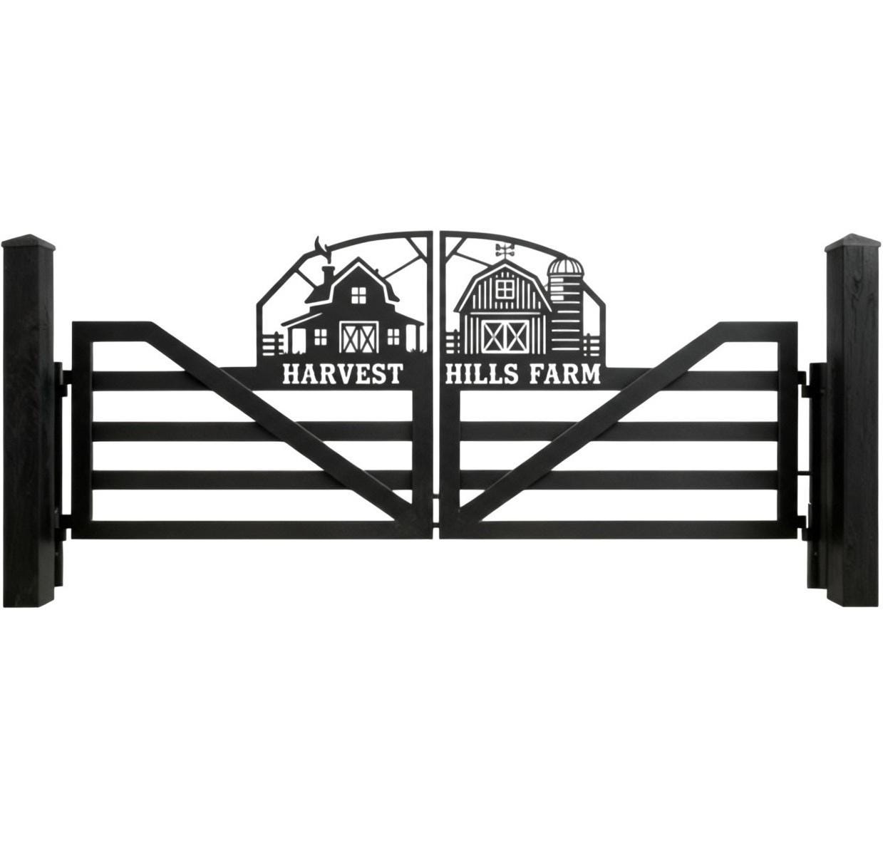 Harvest Hills Farm Gate – Custom Plasma-cut Steel Driveway Gate