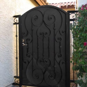 Vintage Block Metal Spiral Design Gate | Custom Fabrication Metal Side Yard Gate| Made in Canada – Model # 315E