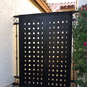 Gorgeous Square Box Design Metal Garden Gate | Modern Block Design Wrought Iron Pool Gate | Made in Canada– Model # 336E