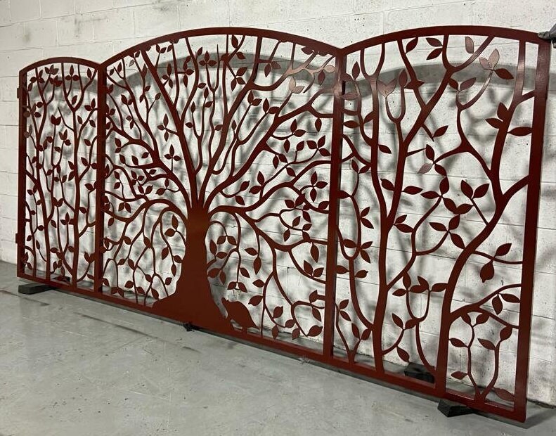 3-panel Tree Design Driveway Gate Custom Fabricated Gate Made in Canada ...