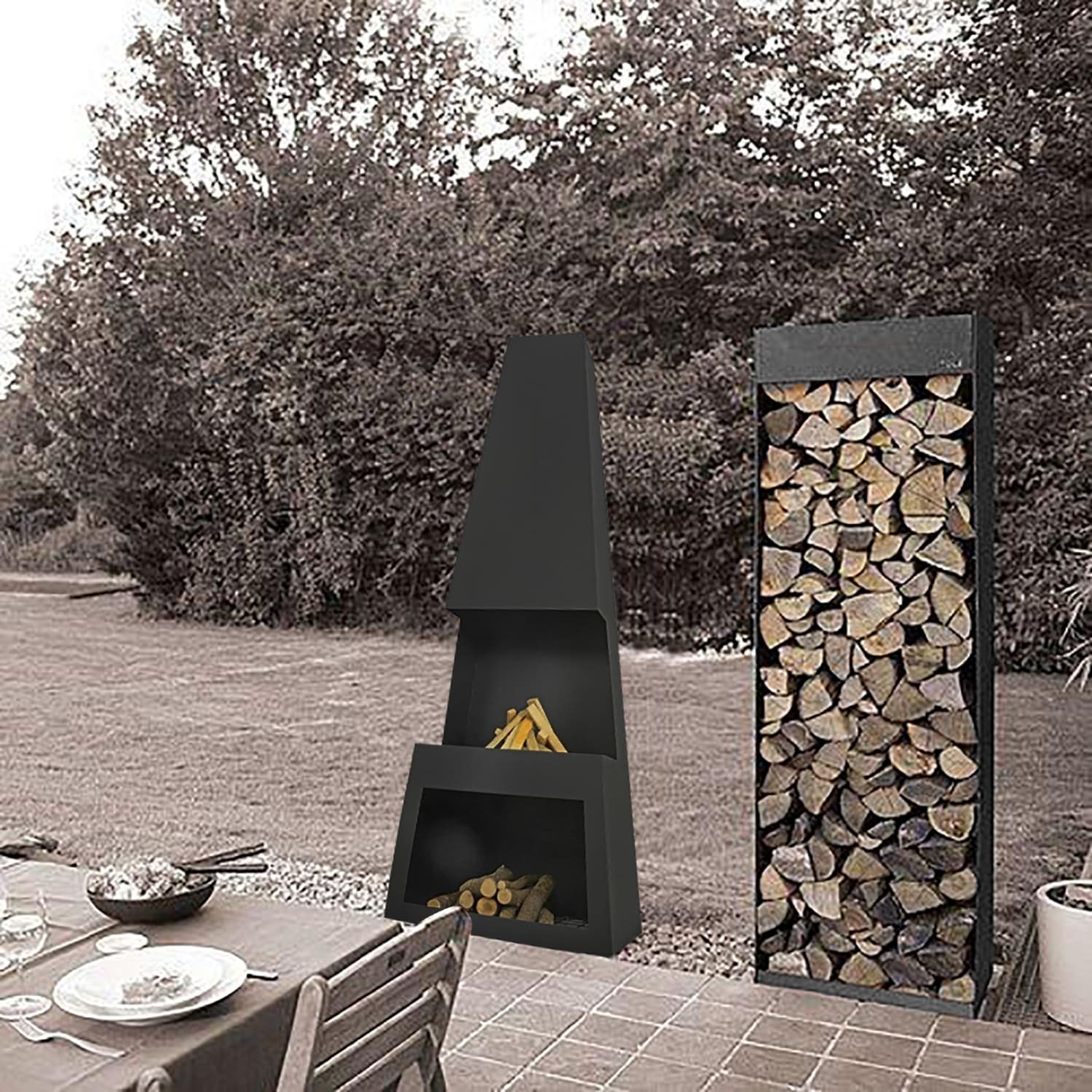 Unique Triangular Design Wood Log Holder Custom Fabricated Wood Storage ...