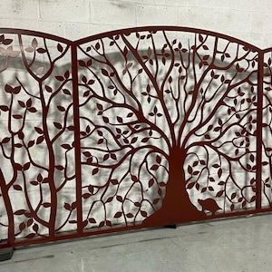 3-panel Tree Design Driveway Gate | Custom Fabricated Gate | Made in ...