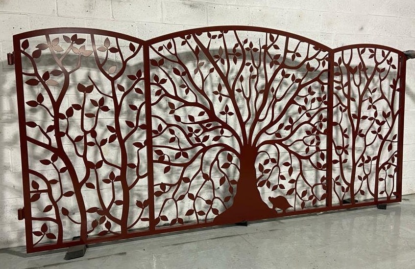 3-panel Tree Design Driveway Gate Custom Fabricated Gate Made in Canada ...