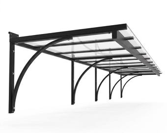 Steel Awnings with Foggy polycarbonate Plastic Cover - Custom Sizes and Shapes - Made in Canada - Model # WA892E