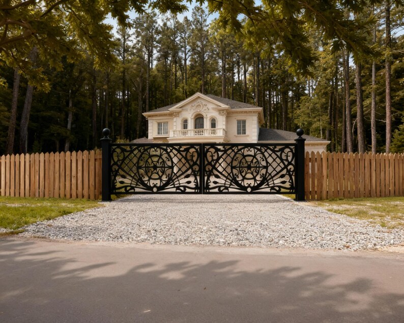 Gate Crossroads Unique Crisscross Border Design Metal Entry Gate | Custom Solid Metal ...