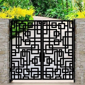Puerta de jardín de metal con hermoso diseño de laberinto intrincado / Puerta de jardín de metal de fabricación personalizada única / Fabricada en Canadá - Modelo n.° 045E