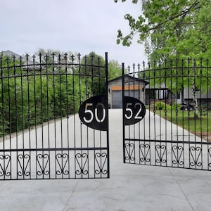 Modern Spiral Vintage Driveway Gate | Custom Numerical Emboss Heavy Duty Entry Gate | Made in Canada – Model # 114E