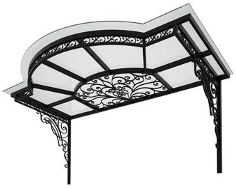 Ornate Wrought Iron & Polycarbonate Outdoor Awning – Decorative Luxury Door Canopy Made in Canada - Model # WA891E