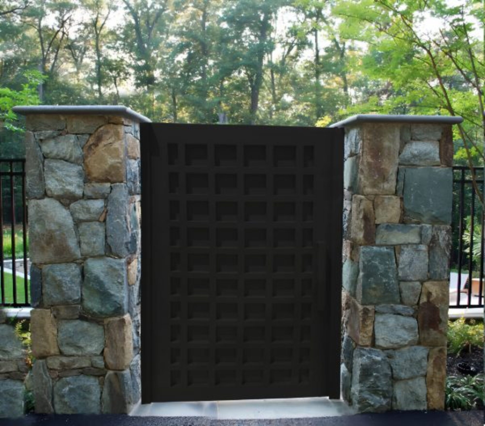 Simplistic Square Box Design Metal Garden Gate modern Fabrication