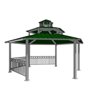 Hexagon Two-Tiers and Cap Steel Structure Park Gazebo | Model # GAZH3TE