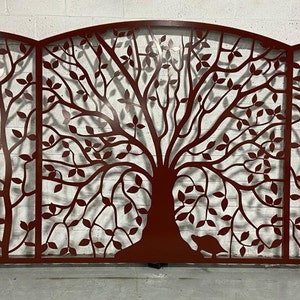 3-panel Tree Design Driveway Gate | Custom Fabricated Gate | Made in ...