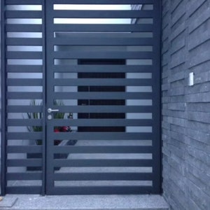 Modern Stylish Stripe Design Metal Garden Gate| Custom Fabrication Metal Pool Gate | Made in Canada – Model #348E