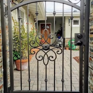 Vintage Spiral Design Metal Gate | Visual Art | Custom Fabrication Metal Yard side Gate | Made in Canada – Model # 221E