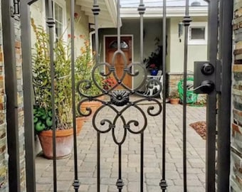 Vintage Spiral Design Metal Gate | Visual Art | Custom Fabrication Metal Yard side Gate | Made in Canada – Model # 221E