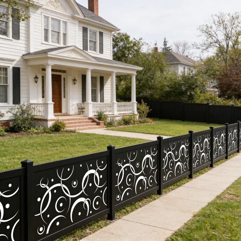 Fence Panel Patterns Leaf Pattern Plasma‑cut Steel Fence Panel | Decorative Metal Privacy ...