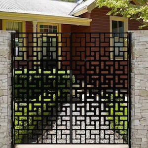 Stunning Geometric Design Laser Cut Metal Gate | Beautiful Decorative Metal Back Yard Gate | Made in Canada– Model # 026E