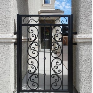 Artistic Design Laser Cut Spiral Vintage Pool Gate | Gorgeous Fabrication Metal Back Side Gate| Made in Canada– Model # 218E