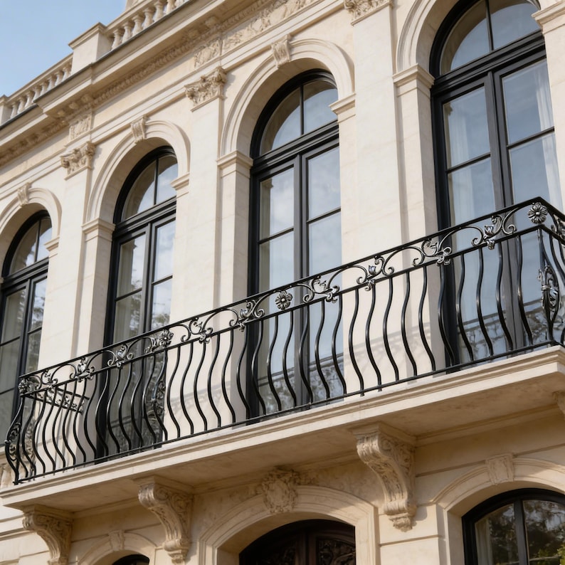 Canadian Terrace Railing Oval Wrought Iron Balcony Railing Design - Railing Balcony Panels ...