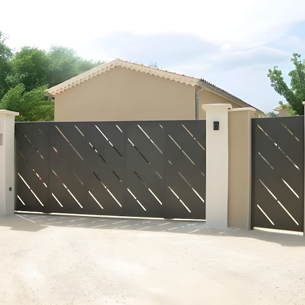 Modern Design Laser Cut Gate | Heavy Duty Metal Driveway Gate| Made in Canada – Model #079E