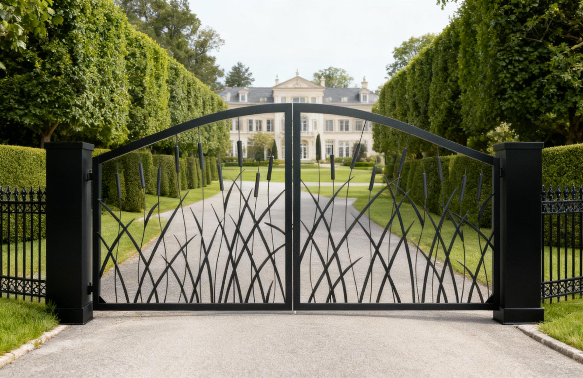 Reed Cattail Elegy – Wrought Iron Gate With Cattail Motif Model # 132E ...