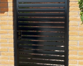 Solid Metal Horizontal Line Design Pedestrian Gate | Custom Fabrication | Made in Canada – Model # 316E
